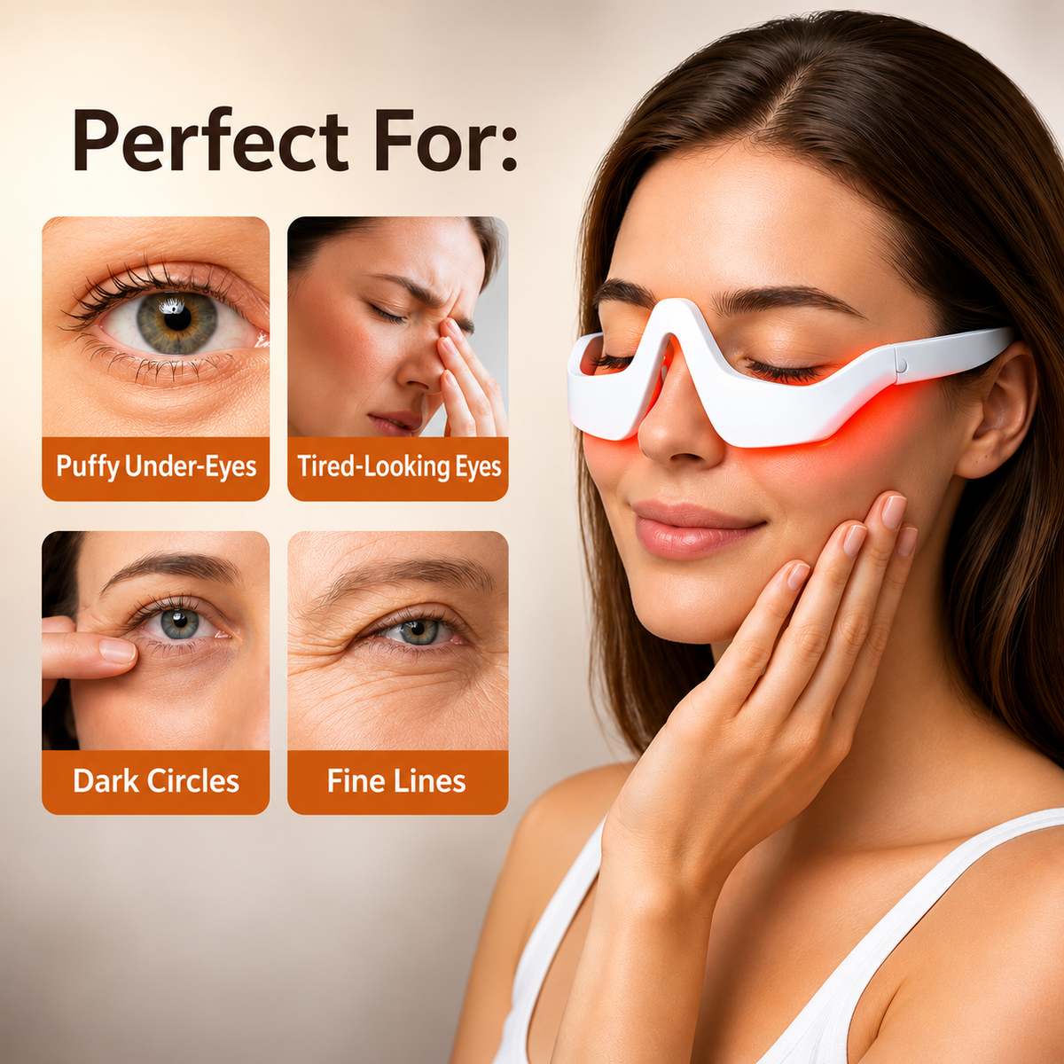 Eyvella eye massager for tired-looking eyes, puffiness, dark circles and fine lines